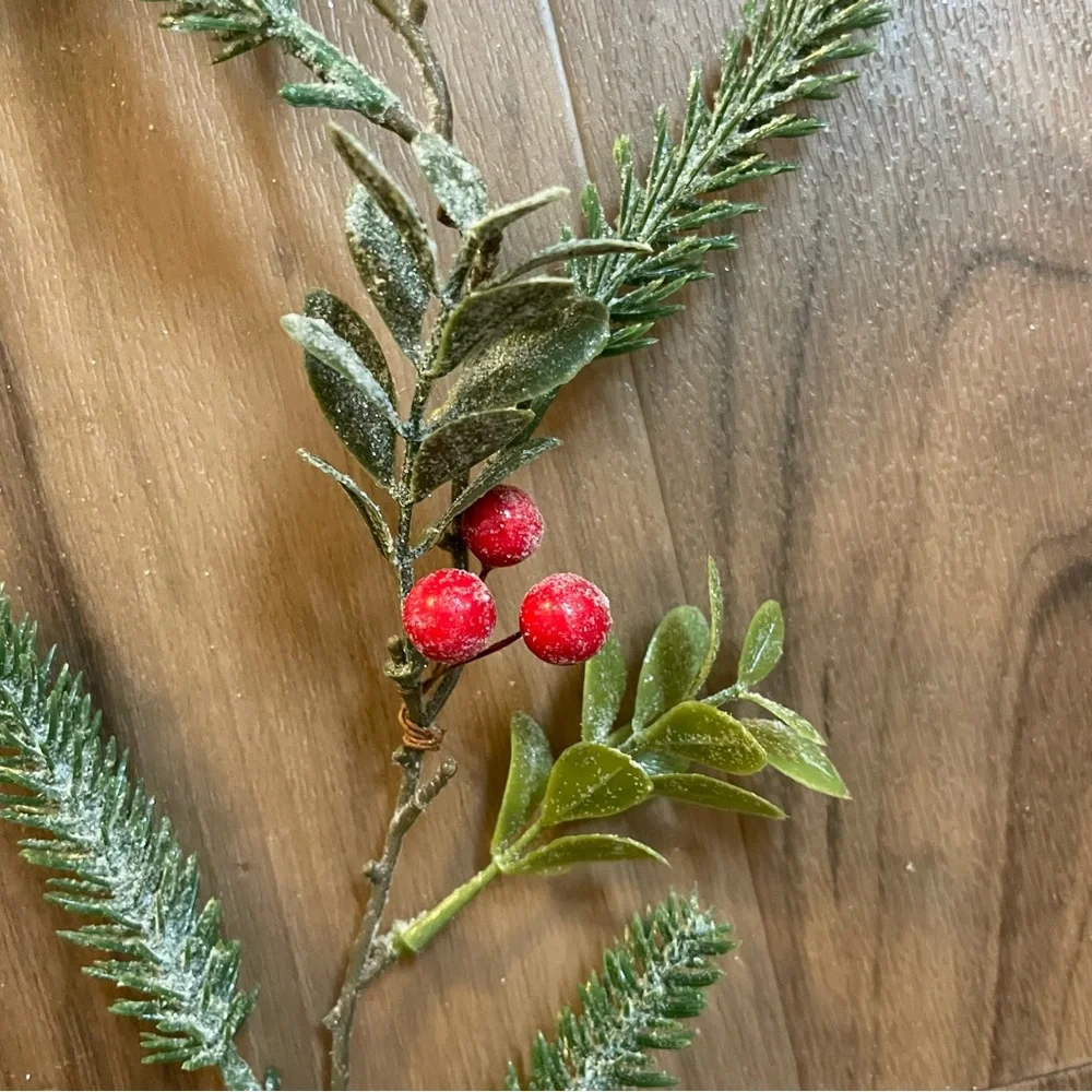 Festive Faux Greenery Garland with Red Berries NWT